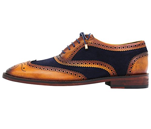 Lethato Wingtip Brogue Oxford Handcrafted Men's Genuine Leather Lace Up Dress Shoes (8.5-9 US, Navy Blue) , Navy Blue , 8.5 - 9 US - Thumbnail 5