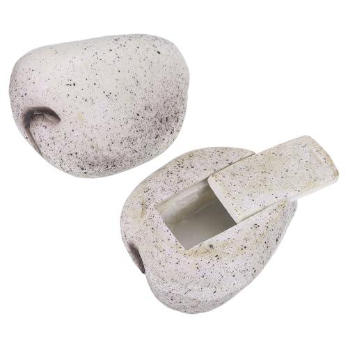 sourcing map Fake Rock Key Hider, Hide A Spare Key Outdoor Waterproof Fake Rock Hider Decoration Safe Storage Lock Box for Outside Garden Decoration, Light Yellow