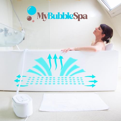 My Bubble Spa – Tapis de Bain Spa à Bulles Silencieux | Massage Relaxant à La Maison | Air Chauffé & Intensité Réglable | Ventouses Antidérapantes | Télécommande et Coussin Inclus