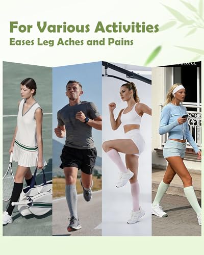 SukModen Compression Socks for Women & Men, 2 Pairs Bamboo Viscose 15–20mmHg, Knee High Cushioned Flight & Travel Support Socks for Work, Pregnancy, Nursing, Flying, Sports, Long Standing - Image 7