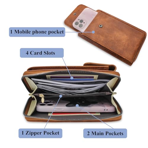 Cell Phone Crossbody Bag, PU Leather Phone Purses with Strap Fashionable Crossbody Wallet Cell Phone Wallet3