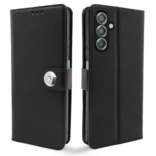 Image of Pikkme Flip Cover Leather Finish | Inside TPU with Card Pockets | Wallet Stand and Shock Proof | Complete Protection Button Flip Case for Samsung Galaxy F15 5G / M15 5G / M15 Prime 5G (Black)