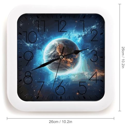 Horloge rétro bleue de qualité supérieure Terre dans l'espace carrée - 3