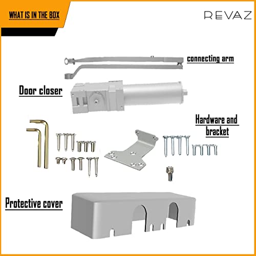 Revaz Extra Heavy Duty Commercial Door Closer D9016 Bc Function 4040Xp, Ul Listed, Fireproof Plastic Cover, Adjustable Size 1-6, Grade 1, Cast Iron, Most Durable Surface-Mounted (Silver-Pack Of 1) #TOP5