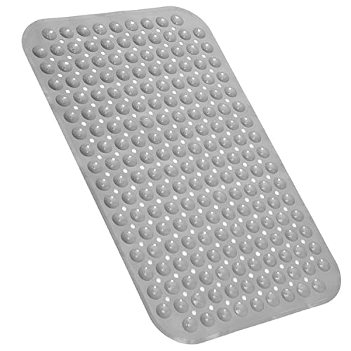 Image of TurtleGrip Anti-Skid Bath Mat, 88x58 cm Soft-Pebble (Grey), Anti-Slip Extra Large Bathtub Mat with Suction Cups, Machine Washable Bathroom Mats with Drain Holes|