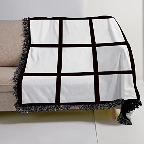 Yunhuy Sublimation Blanks Throw Blanket 1/9/15/20 Printable Panels Super Soft 330GSM Flannel Plush Sublimation Custom Personalised Photo Blanket (9 Panels 50 x 40)
