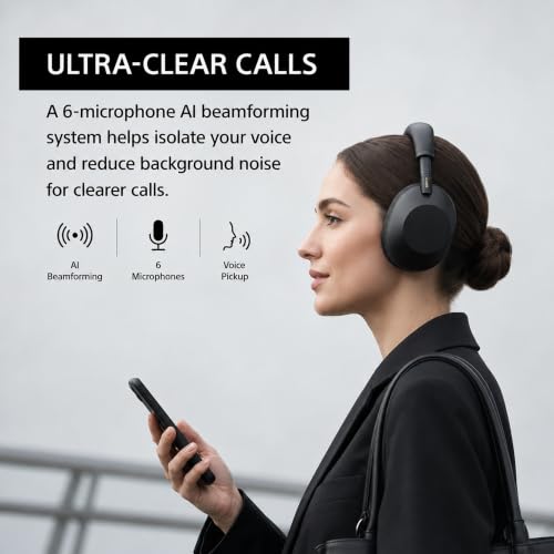 Image of Sony WH1000XM6 /B Best Wireless Noise Canceling Headphones, Black Bundle with Deco Essentials Headphones Ear Pads Replacement Headset Ear Cushions and Deco Gear Unofficial Master Guide