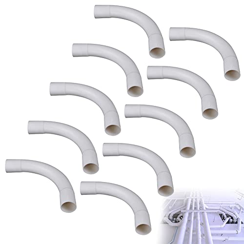 Rakiuty Codo de Tubo,Tubo Redondo Rígido del PVC,Conectores de 90 Grados de Tubería, de Plástico Cable Canal Instalación para Canal Exterior y Interior Casa Sótano Techo Montaje,10 Piezas,16mm
