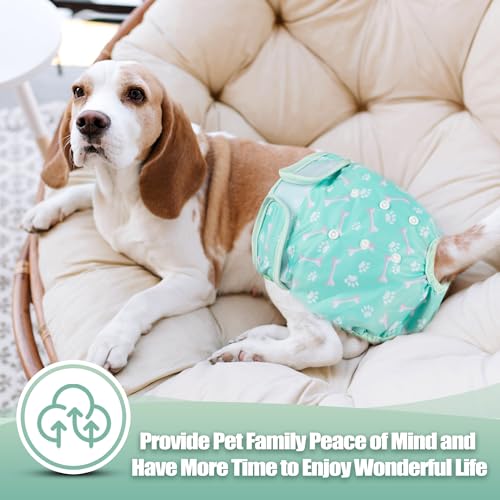 Image of wegreeco Washable Female Dog Diapers Highly Absorbent Reusable Diapers for Dog in Heat Period, 3 Pack (Dog Bone, Medium)