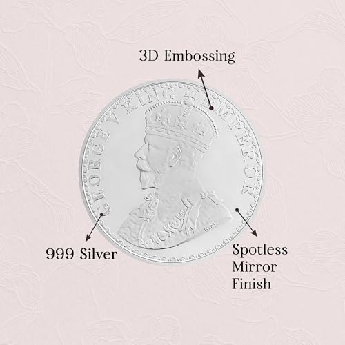 Image of TOUCH925 Pure 999 Silver 100 gram George V King Emperor Coin | Authenticity Certificate | Antique Collectible Coin | Silver Coin for Investment, Gifting, Display and Anniversary