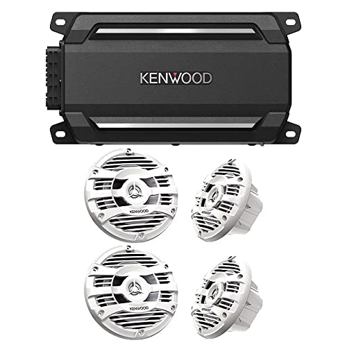 Kenwood KAC-M5024BT Compact 4-Channel 600 Watt Car Amplifier with Bluetooth Streaming for Marine, ATV and Powersport Applications | Plus 2X KFC-1653MRW 6.5