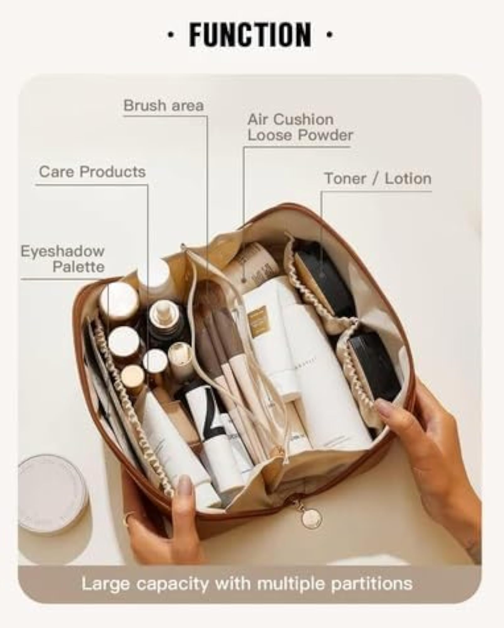 Elegant Cosmetic Case, Large Capacity Travel Makeup Bag