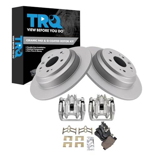 Image of TRQ Rear Brake Pad and Rotor Set Ceramic Vented Coated Rotors Calipers | For 2010-2011 Honda Accord Crosstour