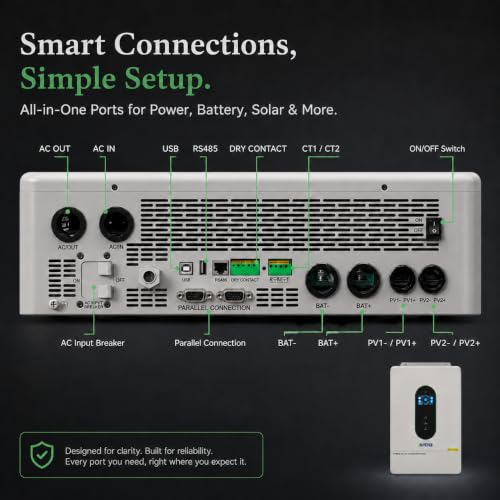 Image of 12000W Hybrid Solar Inverter 48V Split Phase 120V /240V, Dual MPPT 500V Input, Pure Sine Wave Off Grid Inverter Charger with WiFi & BMS Support, Parallel up to 6 Units-UL Certification