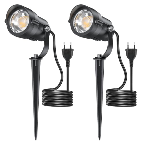 HIBOITEC 2 Stück Gartenbeleuchtung mit 1,5 m Kabel, 12 W Gartenstrahler 2700K Warmweiß Gartenleuchten mit Strom, 1320 lm 270° Schwenkbar Garten Beleuchtungen für Hof, Gehweg, Terrasse (Warmweiß) HIBOITEC 2 Stück Gartenbeleuchtung mit 1,5 m Kabel, 12 W Gartenstrahler 2700K Warmweiß Gartenleuchten mit Strom, 1320 lm 270° Schwenkbar Garten Beleuchtungen für Hof, Gehweg, Terrasse (Warmweiß)