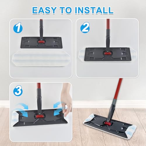 Image of Mop Replacement Pads for Ocedar H2prO Flat Mop, 4 Pack Mop Refills for O-Cedar H2pro Flat Mop, Machine Washable Reusable Microfiber Mop Heads Replacements for Ocedar H2 Pro Mop