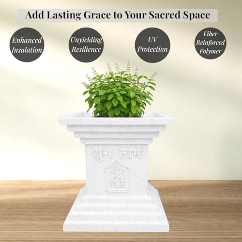 Image of Niyara Tulsi Ceramic Pot for Indoor, Outdoor, Home Office, Pooja Plants Gamla (16 Inch, FRP)