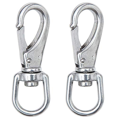 AOWISH Karabinerhaken mit drehbarem Öse, 304 Edelstahl, Marine-Clips, Flaggen-Schnappverschluss, Haustierschnallen (2er-Pack) (M5 (#1), Silber) Cover
