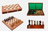 Perle Schachspiel Set, Handgefertigte Holzfiguren in Dunkel Braun und Natur, 42x42cm Intarsien-Schachbrett mit Aufbewahrung, Klassisches Design Holz Schachset