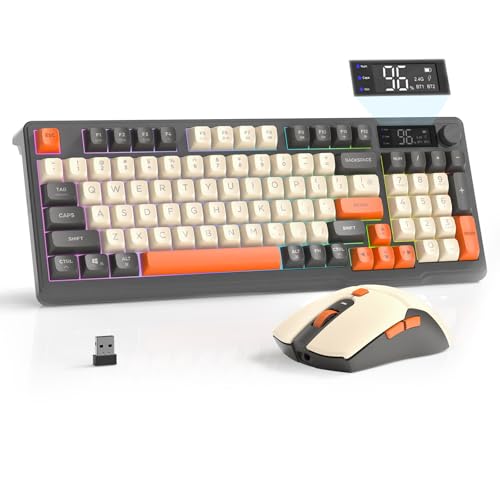 FREEWOLF T96 Smart Display Wireless Gaming Keyboard and...