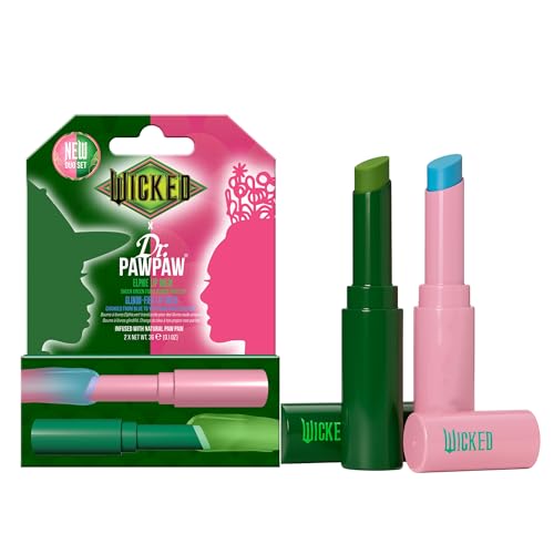 Dr.PAWPAW x WICKED Color Changing Lip Balm Duo 2 x 3g Elphie and Glinda Pawpaw Balms Hydrating and Nourishing Vegan Lip Care Gift Set