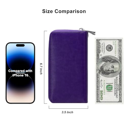 Image of Double Zipper Wallet for Woman Clutch Purse with Cell Phone Holder for Smartphone /Card /Coin /Cash