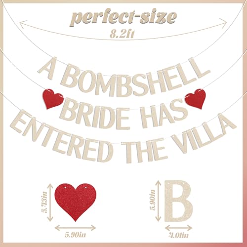 Image of A Bombshell Bride Has Entered The Villa Banner, Bombshell Villa Bridesmaid Party Decor, Island Bach Weekend Decor, Love Themed Island Bachelorette Party Decorations Champagne Gold