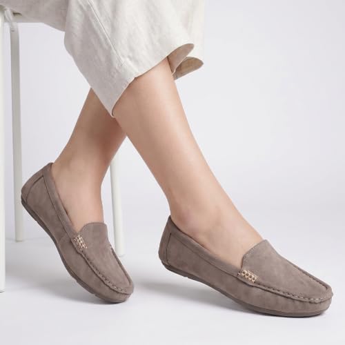 Image of CatBird Women's Suede Finish Loafers | Slip-On Flat Shoes with Minimal Metal Detail | Soft Cushioned Footbed and Flexible Grip Sole | Ideal for Office, Everyday Wear, Travel and Casual Outings