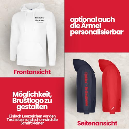 FLOCKex Marken Kapuzenpullover Hoodie mit Wunschtext - Front und Rückenprint - Sprüche individuell auf den Pullover drucken Lassen I Personalisierter Textildruck I L Navy