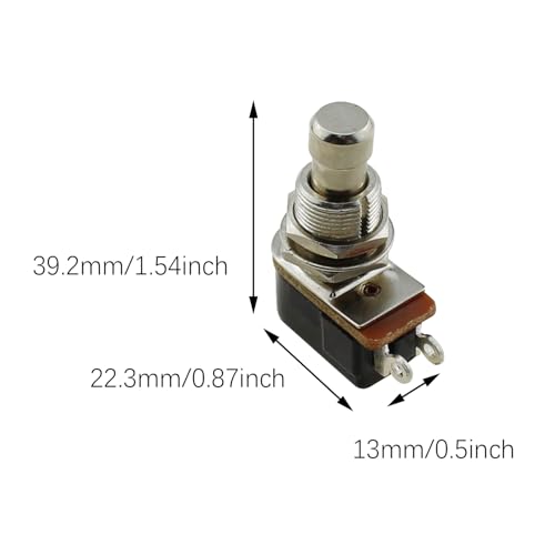 SQXBK 2 peças de pedal de efeito prata de 39,2 mm interruptor de pé momentâneo de toque suave normal