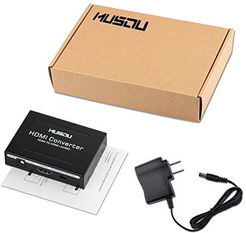 Musou 4K Hdmi Audio Extractor,Hdmi To Hdmi + Optical Toslink(Spdif) + Rca(L/R) Stereo Analog Outputs Video Audio Splitter Converter Support 4K 1080P,Black #TOP5