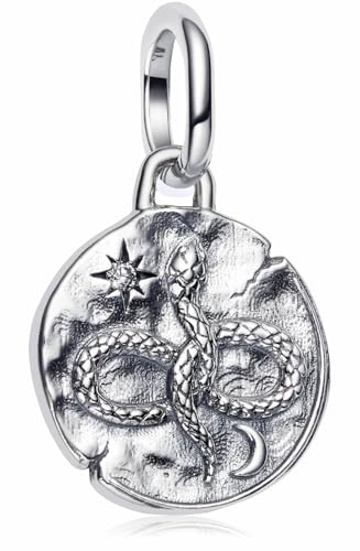 MSPOVOF Médaillon serpent infini Charm, S925 perle en argent sterling, pour bracelets et colliers, pour les femmes cadeau de bijoux