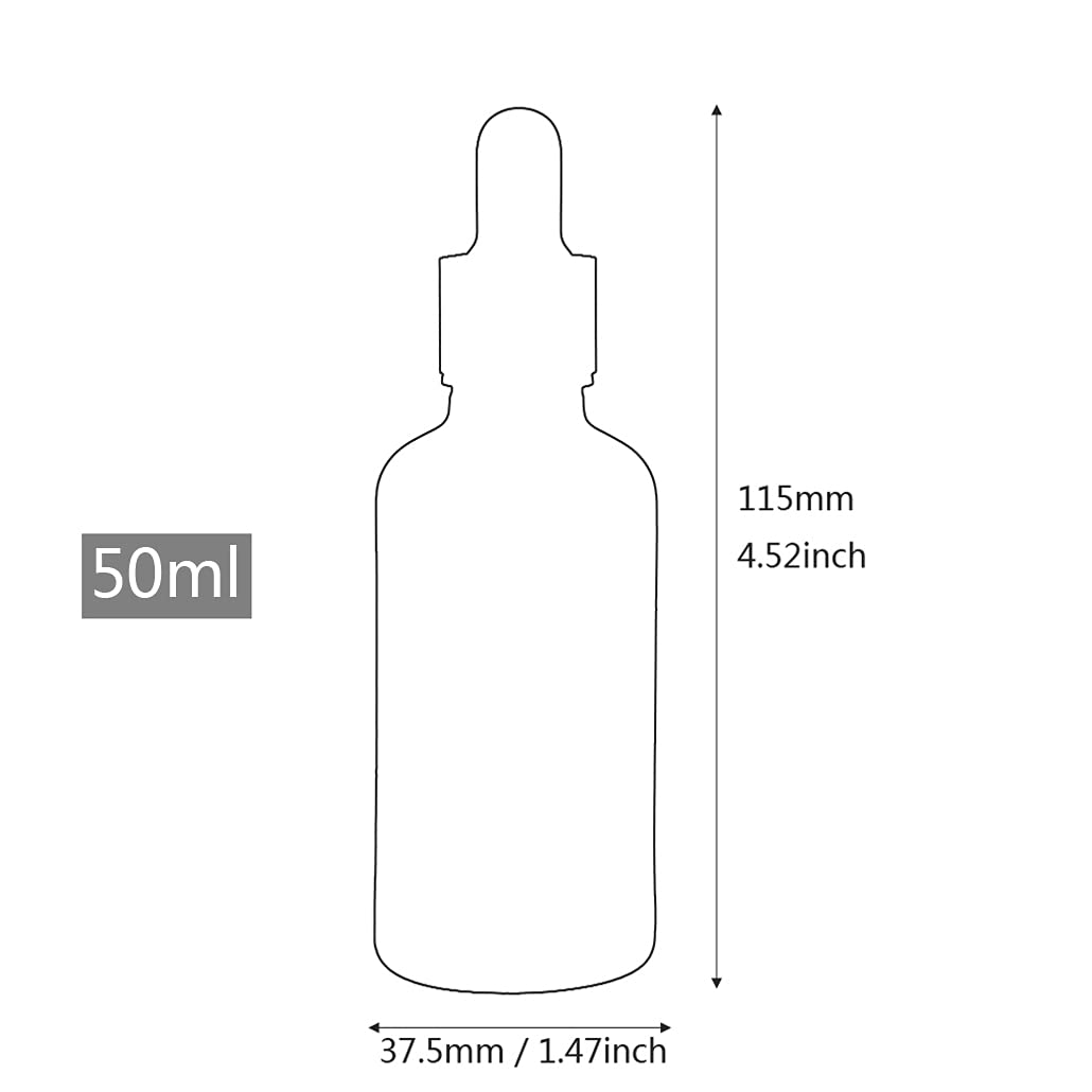 24 Piezas Negro Mate Frasco Cuentagotas Cristal 50ml, Botellas Cuentagotas Vacío con Pipeta de Vidrio Negro, para Fragancias de Aromaterapia de Aceites Esenciales, Masaje, Viaje