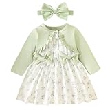 Vestito per Neonata Abiti Bowknot con Fascia 2Pz Completo Abbigliamento Set