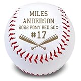 MYETCHEY Personalized Leather Baseball Team Gift | Engraved Baseball Award, Trophy (Miles Anderson)