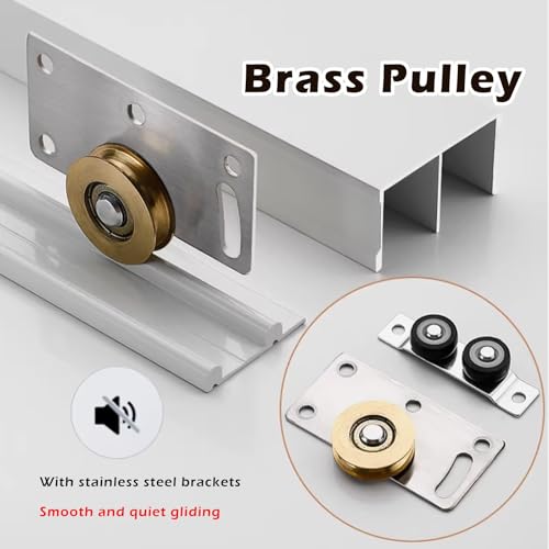 Bypass Door Hardware, Kit de Herrajes para Puertas Correderas de Closet, Riel de Aluminio con Rodillos, 100cm/39.4in miniatura 5