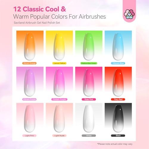 Set de Esmaltes de Gel Airbrush SAVILAND 12 Colores miniatura 5