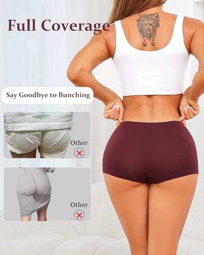 Image of ALL OF SHE Boy Shorts Underwear for Women Full Coverage Boxer Briefs Soft Seamless Panties Lingerie Under Dress Booty Shorts