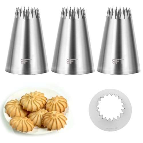 3pcs 9FT Cake Piping Tips, Cake Decorating Supplies Piping Tips, Piping Nozzles Decorating Tips, Baking Tools For Buttercream, Icing, Birthday Cake, Cupcake, DIY Art