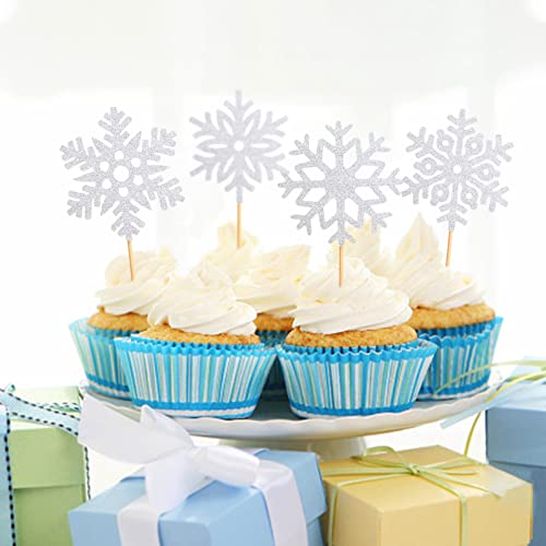 Keaziu 36 Pack Snowflake Cupcake Toppers Frozen Cupcake Picks Winter Frozen Theme Party Christmas Baby Shower Wedding Decoration Supplies Winter Wonderland Theme Cupcake Topper Sliver #TOP1