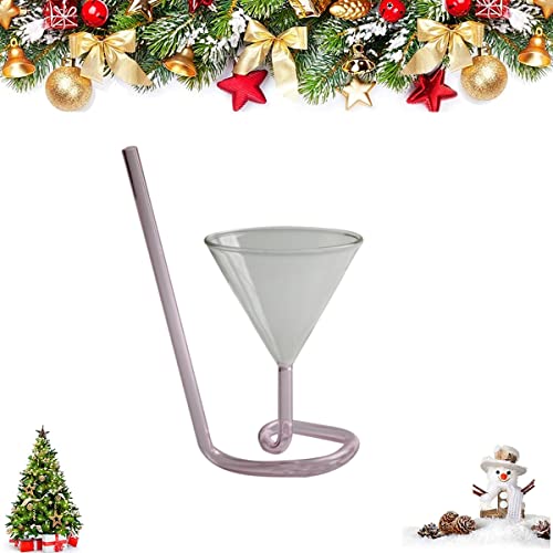 Weingläser Stielgläser Kreatives Martini-Glas Spiralkelch mit Trinkrohr Strohhalm Hochzeit Toast Flöten (transparent) 19.2*8CM rose Weingläser Stielgläser Kreatives Martini-Glas Spiralkelch mit Trinkrohr Strohhalm Hochzeit Toast Flöten (transparent) 19.2*8CM rose