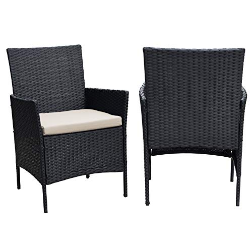 Ribelli 4-teiliges Gartenmöbel Set, Lounge Set, cremefarbenen Kissen – aus PE-Rattan – Tisch Plus Zwei Stühle und 1er… – Bild 7