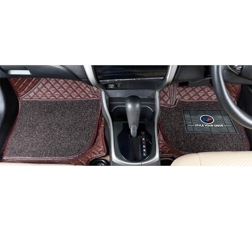 Image of Autofurnish Luxury 7D Car Mat Full Set for Mahindra XUV700 (6 Seater) 2024 || Luxury Leather Dual-Stitch Full Set 7D Car Floor Mat || 100% Waterproof || Color : Coffee Coffee
