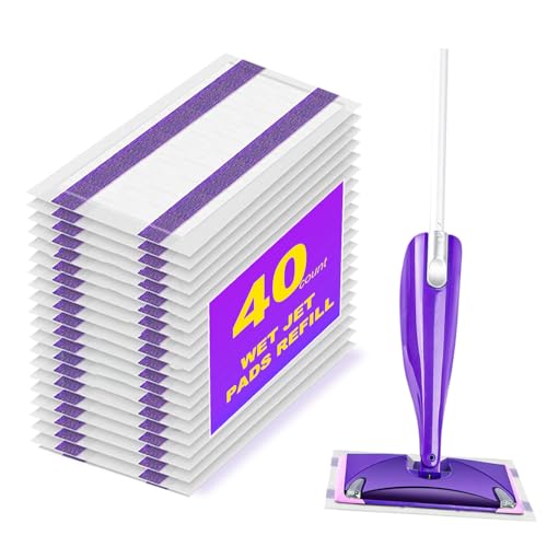 40 Count Mop Pad Refills for Swiffer Wet Jet Spray Mop, Disposable Multi Surface Wet Jet Mopping Pads for All Hardwood Floor Cleaning, 4 Layers Thickened | Super Heavy-Duty Absorbent | Stickiness.