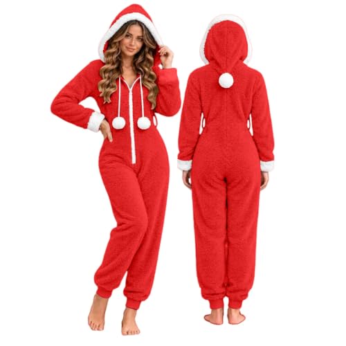 Christmas Onesie Adult Hooded Sherpa Fleece Full Zip Pajamas with Pockets - image 2