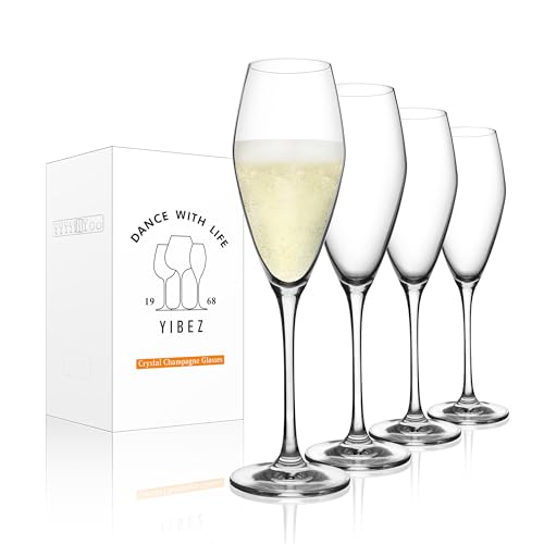 Yibez L68095 Champagne Flutes, Set Of 4 Crystal Champagne Glasses cover