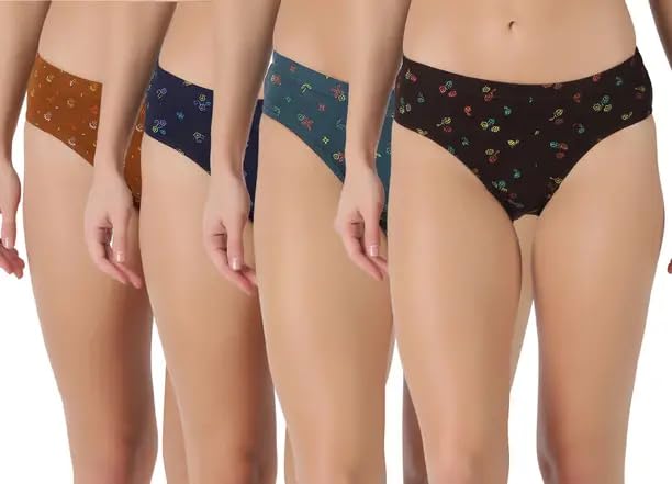 Women's Printed Cotton Bikini Panties, Pack of 4, Multi-Colour (in, Alpha, M, Regular, Multi)-image-48