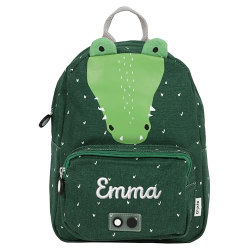 upstitch studio Trixie - Zaino per bambini con nome ricamato, coccodrillo, Rucksack GROß/BIG