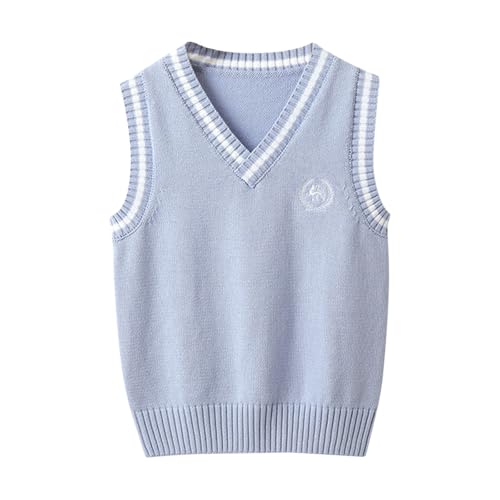 Girls Boys Plain Sweater Vest Sleeveless V Neck Knitted Crop Tank Top Kids Warm Pullover School Uniform Clothes