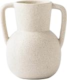 ZHENGYUSW Vase für Wohnzimmer Retro Beige Keramik Doppelohr Vase Esstisch Blumengefäß